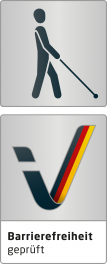 Kennzeichnung „Barrierefreiheit geprüft - barrierefrei für blinde Menschen“