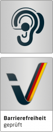 Kennzeichnung „Barrierefreiheit geprüft - barrierefrei für Menschen mit Hörbehinderung“